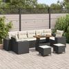 vidaXL 10-Piece Garden Sofa Set with Cushions Black Poly Rattan Acacia 3363940
