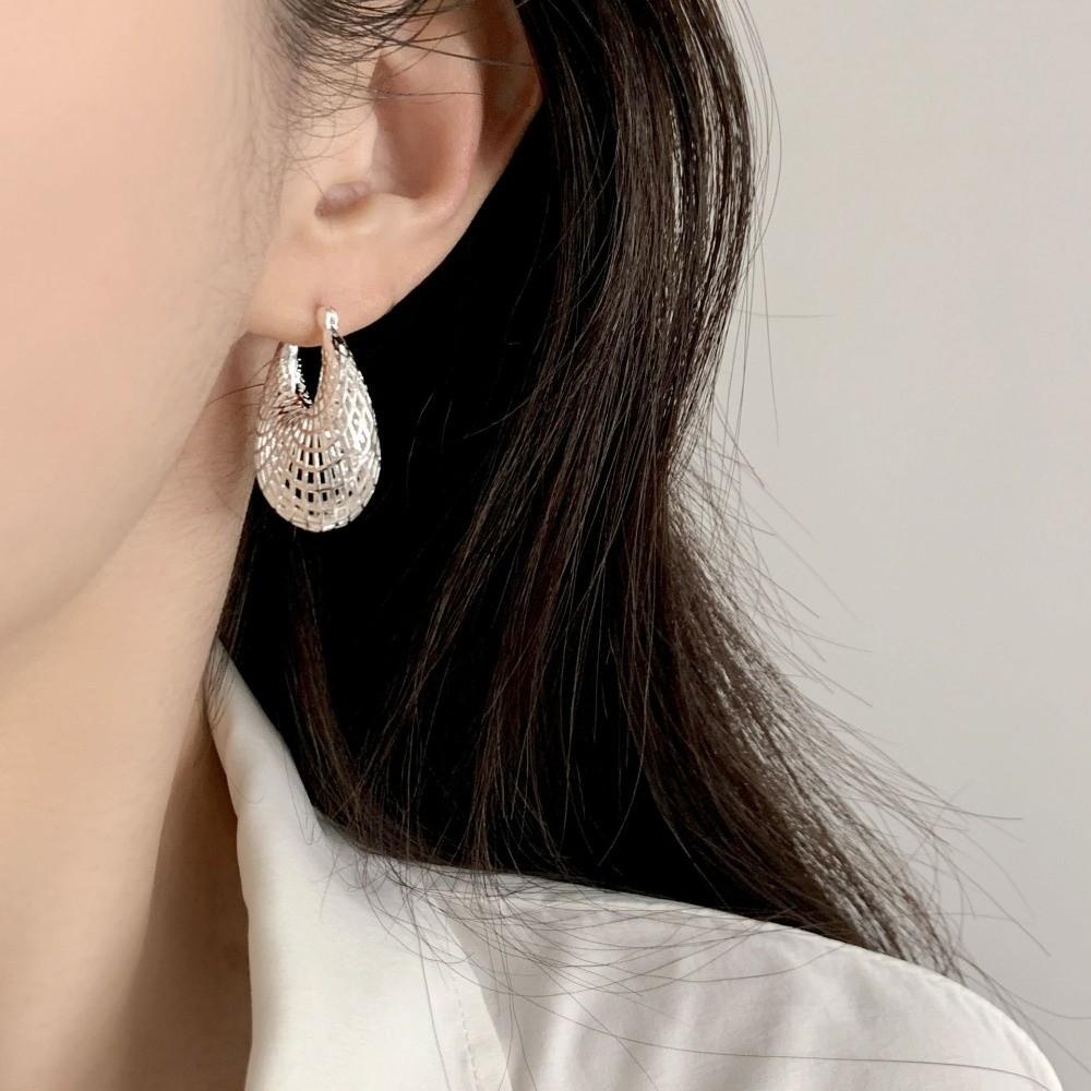 Hollow Out Stud Earrings Silver Color Ear Stud New Simple Earring  Women Accessories