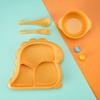 Cartoon Dinosaur Three Compartments Dinner Plate Spoon Fork Bowl Cutlery Set For Kids