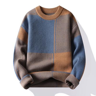 Sweaters Men 2024 Winter Korean Style Mens Warm Sweater Mens Fashion Sweaters Plaid Patterns Men's Wool Pullovers Male M-4XL
