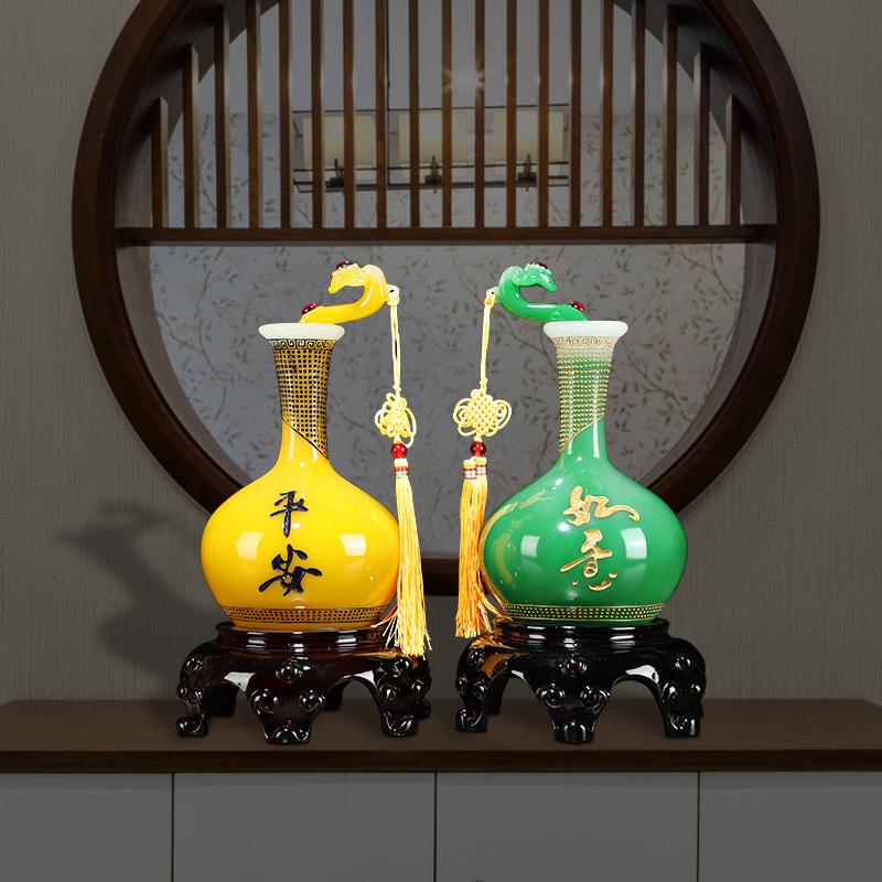 Chinesischer Stil Glück Sicherheit Ping An Ruyi Vase Harzhandwerk Heim Weinschrank Dekoration Firmeneröffnung Geschenke und Dekorationen