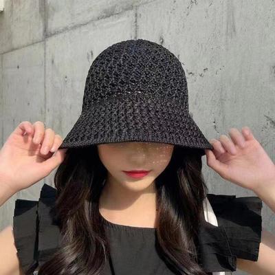 Women Basin Hat Hollow Breathable Sun Fisherman Hat Solid Color Dome Short Brim Anti UV Bucket Hat