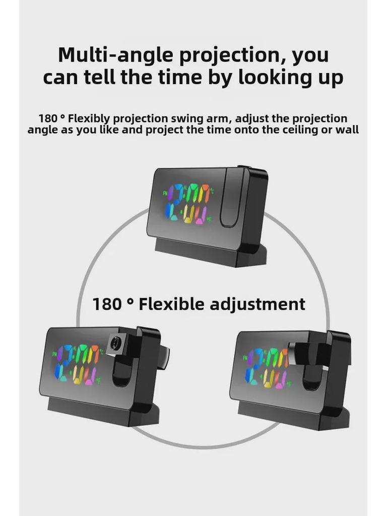 Smart LED Projection Alarm Clock with Temperature and Calendar