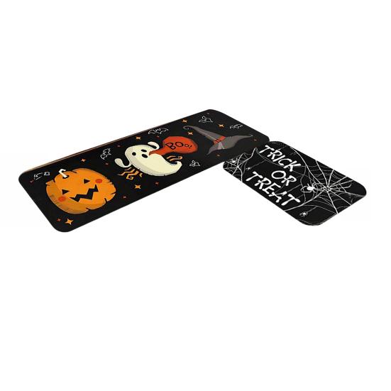 huaqianguhh 2Pcs/Set Halloween Kitchen Rugs, Anti Slip Absorbent Floor Mats, Pumpkin Black Cat Ghost Designs, Decorative Rugs for Living Room Bathroom