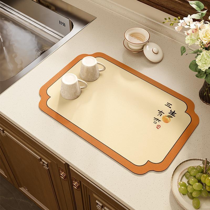 Schnell trocknende Kieselalgen-Schlamm-Geschirrunterlage, saugfähige Abtropfmatte, schnell trocknende Abtropfmatte, Kaffeemaschine