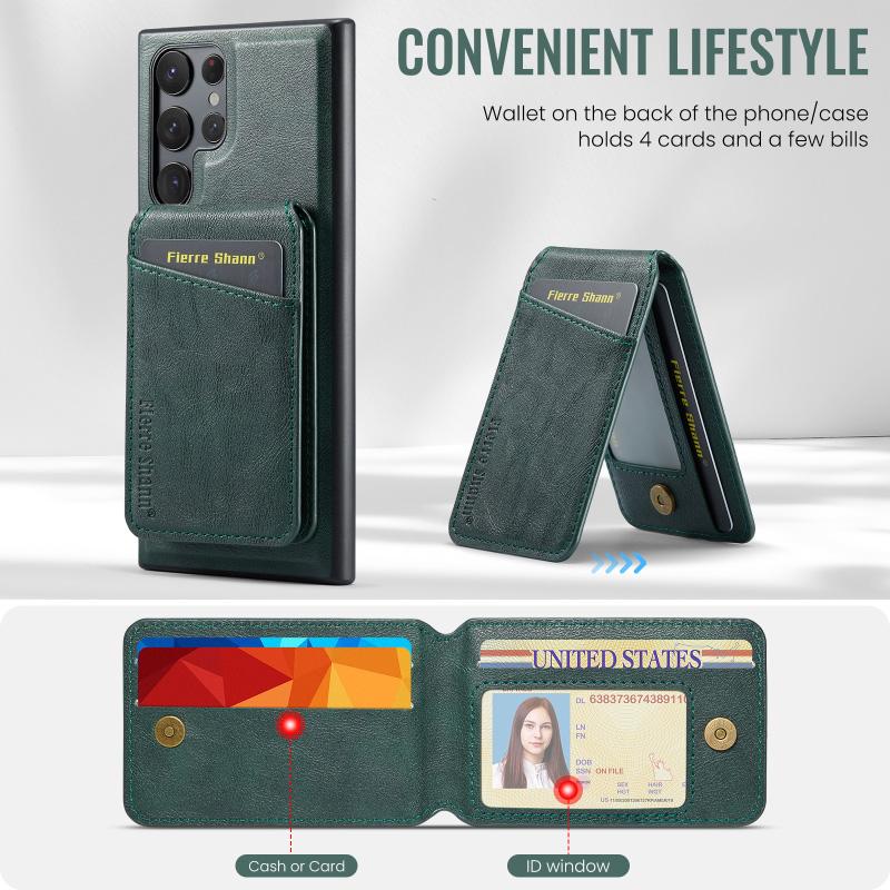 Magsafe Magnetic Separable Leather Fold Wallet Card Slot Bracket Phone Case For Samsung S25 Ultra Edge S23 S22 S24 Ultra Plus FE