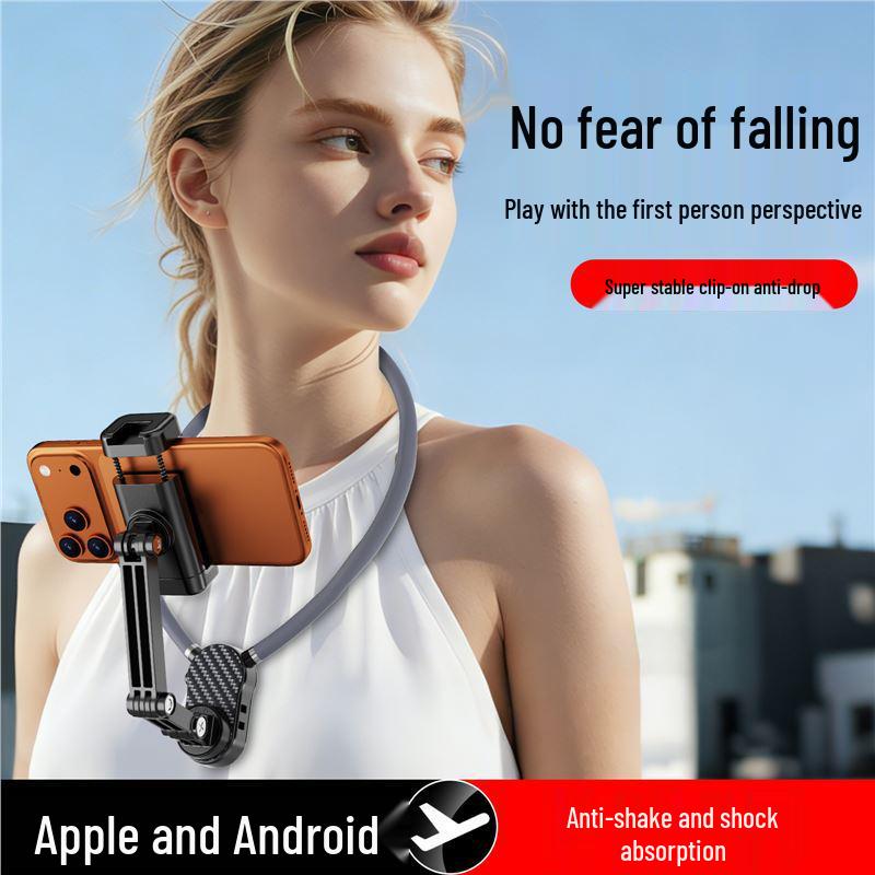 Magnetic Neck Phone Holder: First-Person View Chest Mount for Live Streaming, Cycling, and Anti-Shake Video Recording