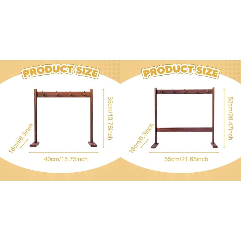 Suport de afișare pentru clopoței de vânt din lemn Suportă 5 clopoței Textură naturală Realizat manual Pentru decorațiuni interioare Sufragerie Dormitor Balcoane
