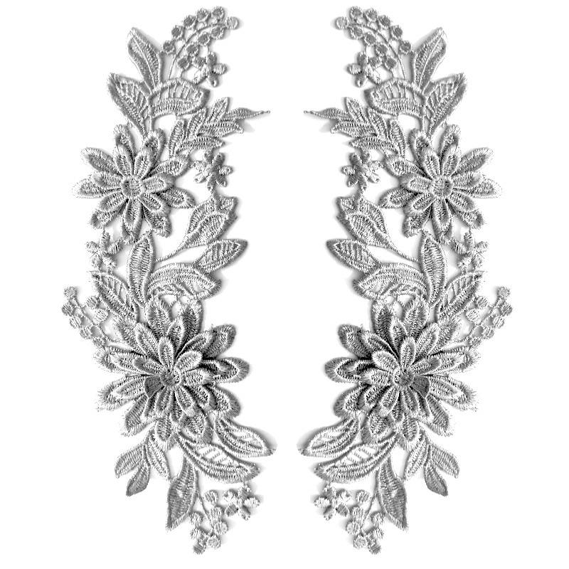 1 Paar Geborduurde Applicaties 3D Bloem Applicatie Voor Kleding Tas Kant Bloem DIY Hol Prachtige Badges Accessoires 23X8cm