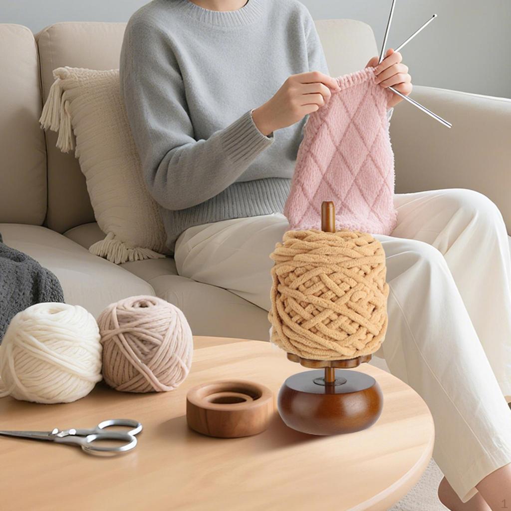 Yarn Holder for Crocheting and Knitting, Sewing Supplies Storage Gift Spindle Dispenser Wooden