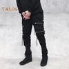 Herren Cargohose mit Riemen und Reißverschluss, lockere Knöchelpartie, mittelhohe Hose, einfarbig, mehrere Farben, Hip Hop Streetwear, Outdoor, Reisen, Sporthose