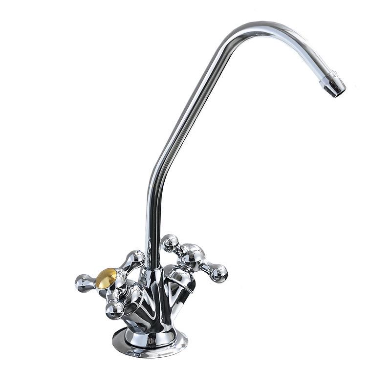 Double Gooseneck 1/4   Water Purifier Faucet - Three-way Quick Connect for Kitchen Reverse Osmosis Filtration 1/4 inch