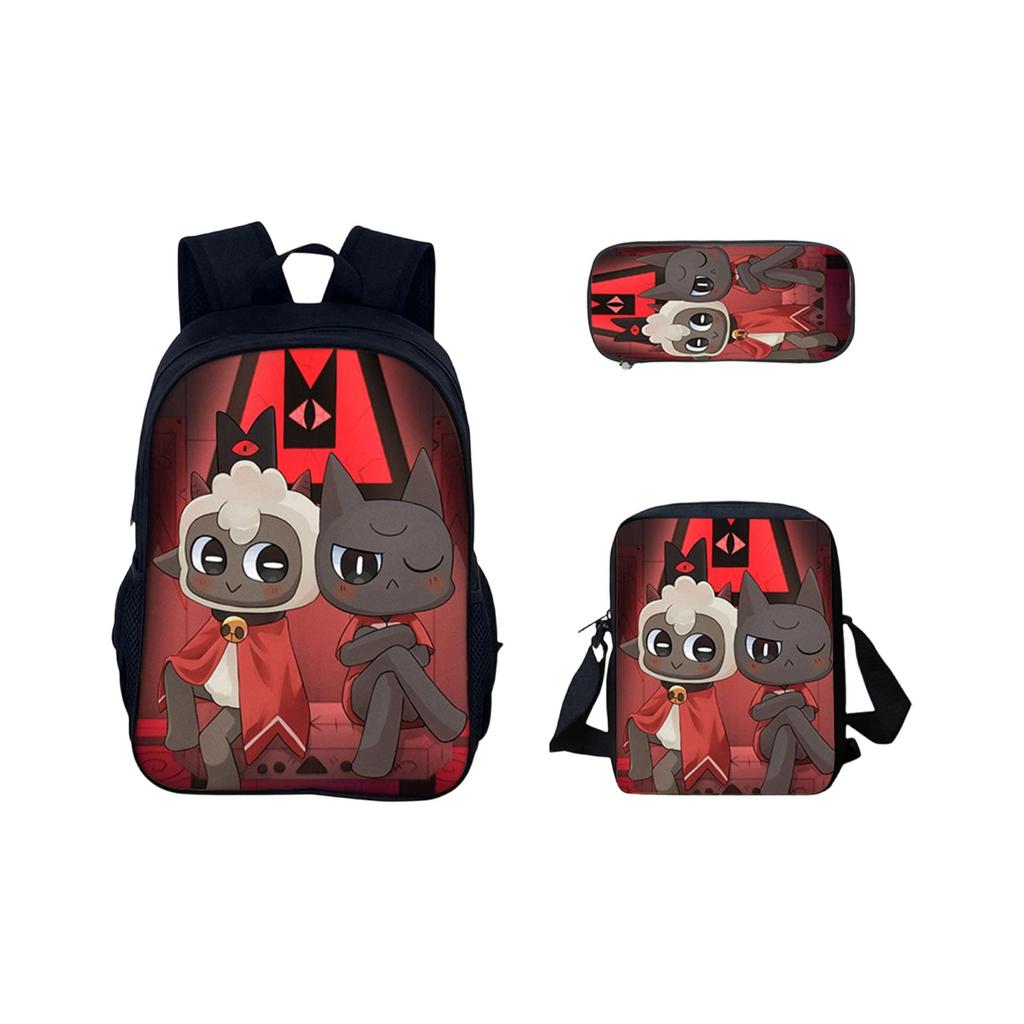 Ryggsäck med stor kapacitet för grundskole- och gymnasieelever, tecknad axelväska och pennfodral för barn