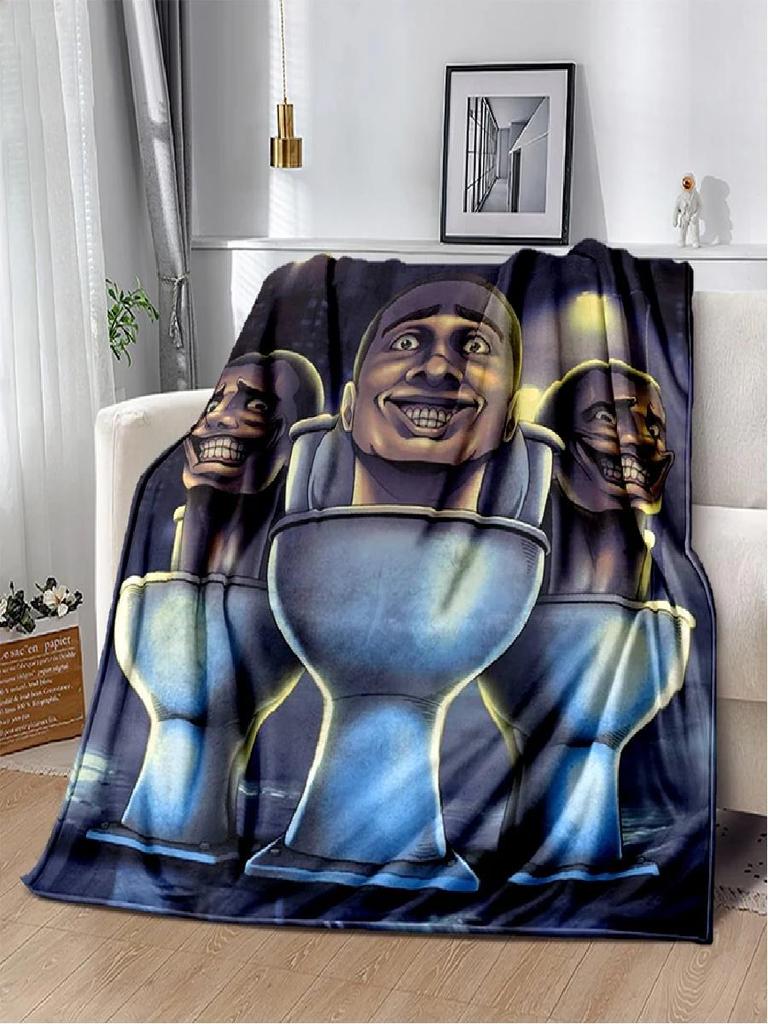D Skibidi Throw Blanket Speakerman Cameraman TVman Flannel Soft Cozy Blanket for Home Bedroom Bed Sofa Travel Cover Gift