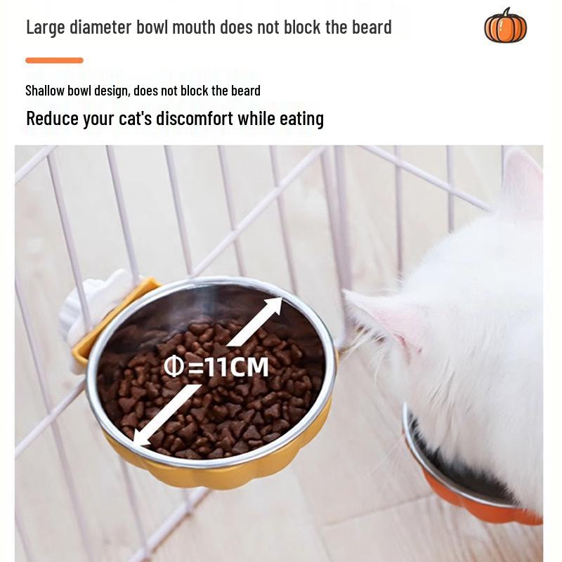 Hanging Stainless Steel Cat & Dog Anti-Spill Food/Water Bowl for Pet Cages
