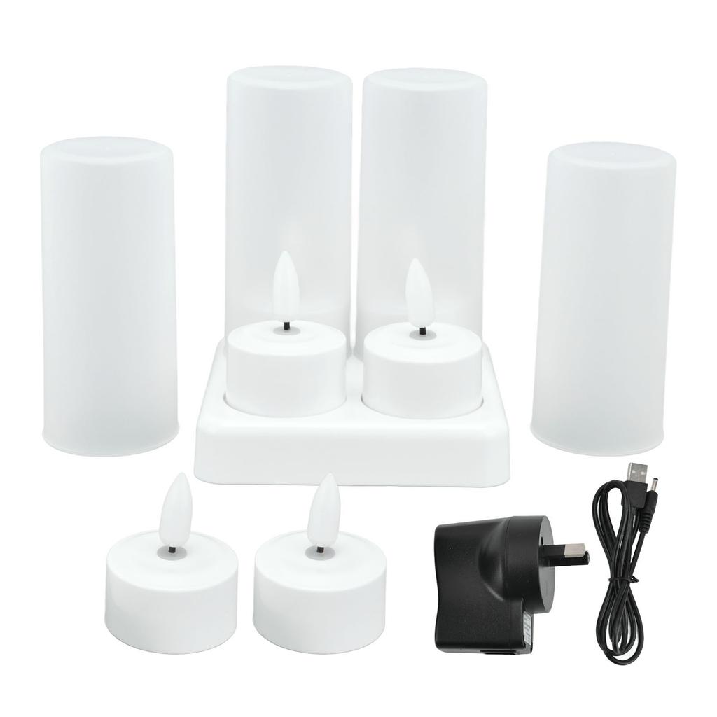 LED Flickering Flameless Candles Yellow Tea Light with Charging Base for Parties Weddings