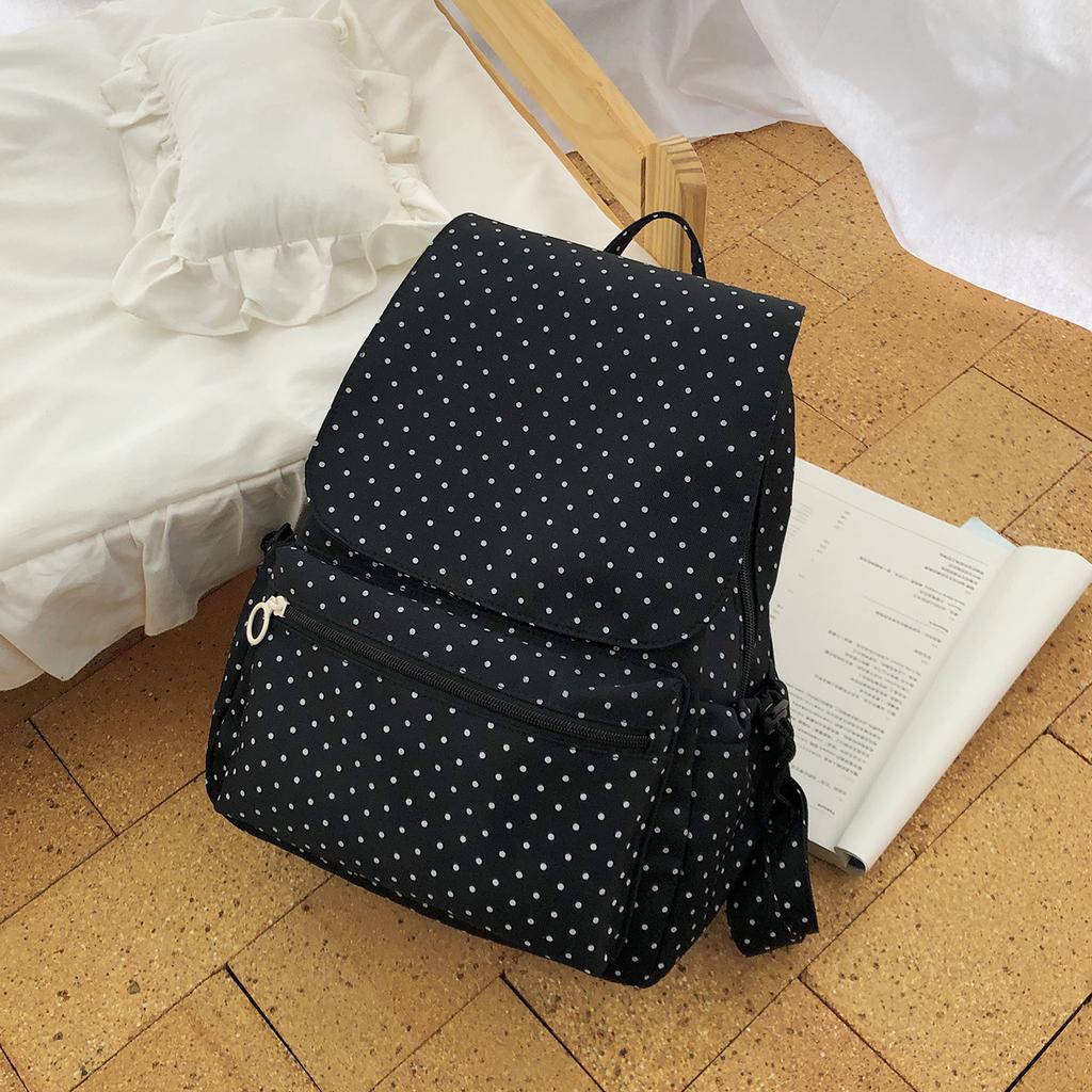 Schoolbag New 1011 Lightweight Small Backpack Backpack Polka Dot Versatile College Style School Bag Korean Version Casual Spring and Summer Travel Bag