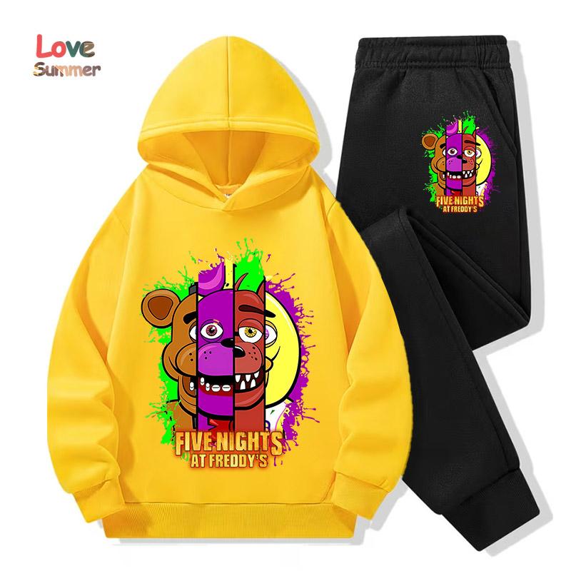 2026 Five Nights Hoodies+Hosen 2er-Set 3-14 Jahre Jungen Mädchen Trainingsanzug Kleidung Hoodie Jungen FNAF Sportlicher Anzug Ideal für den täglichen Gebrauch im Freien