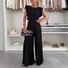 2025 Women's Fashion Set: Sleeveless Top & Pleated Wide-Leg Pants