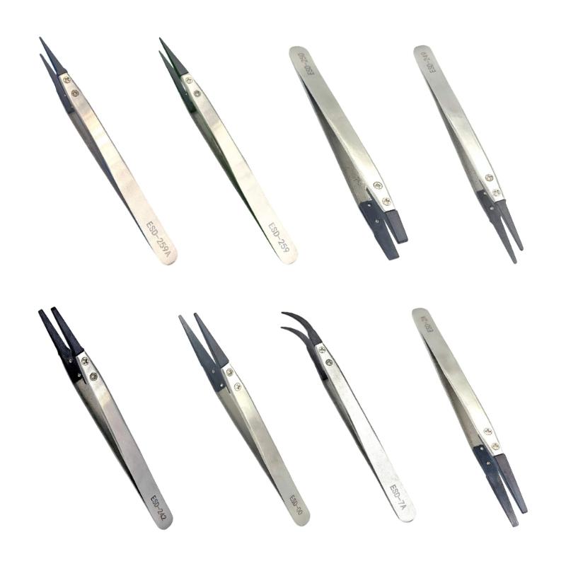 Static Control ESD Safe Stainless Steel Fine Point Tweezers For Electronics Repair And Laboratory Equipment Maintenance