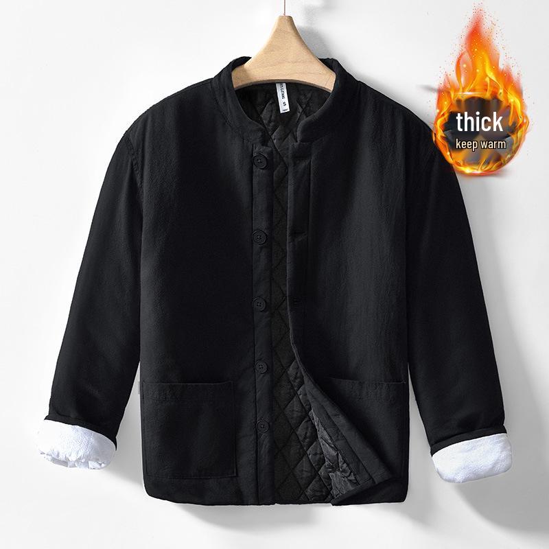Retro Casual Men s Stand Collar Warm Cotton Jacket XXXL