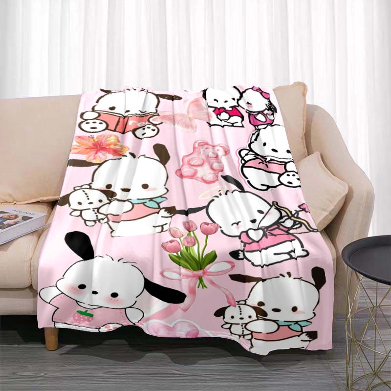 This Cute Pochacco-print Cartoon Blanket Is Made of Warm and Comfortable Flannel and Is Suitable for Bedrooms, Sofas, Beds,