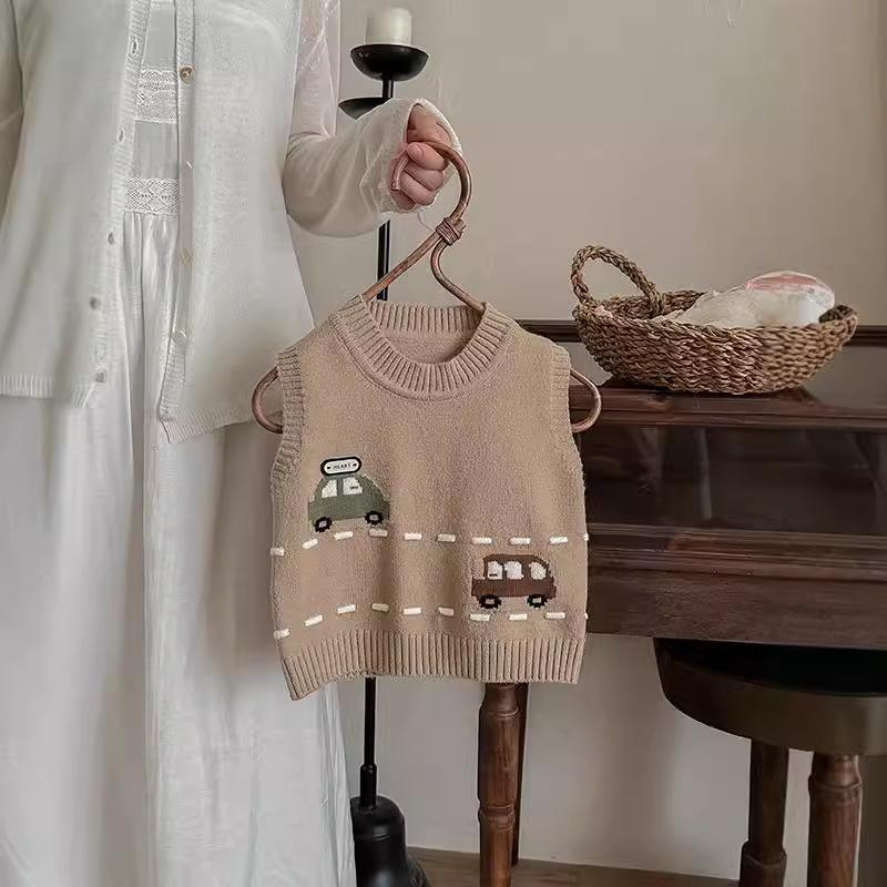 Autumn Winter Cartoon Boys' Knitted Sweater Vest Korean Children's Clothing Boys' Baby Pullover Warm Sweater