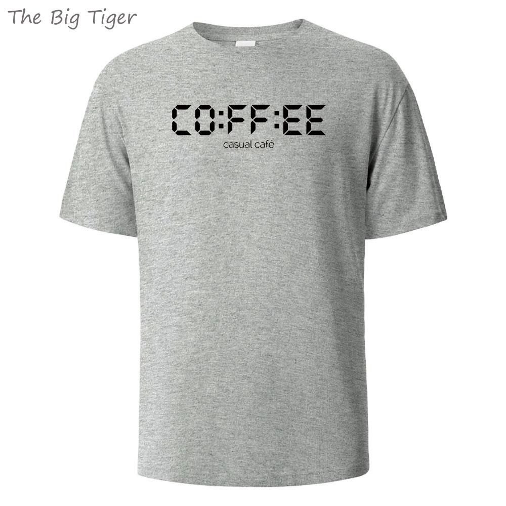 Coffie Printed Essential Cotton Tee Simple Crew Neck Design Soft Breathable Fabric Unisex Short Sleeve Shirt