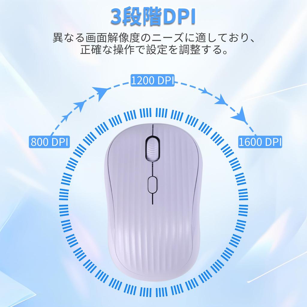 Wireless Bluetooth & 2.4GHz Quiet Mouse with 3 DPI Settings, USB Receiver, Type-C Rechargeable, Long Battery Life, Ergonomic Design, Stylish Striped