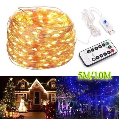 50/100/200 LED Copper Wire String Lights USB Plug-in Fairy Lights with Remote 8 Modes Lights Home Decoration