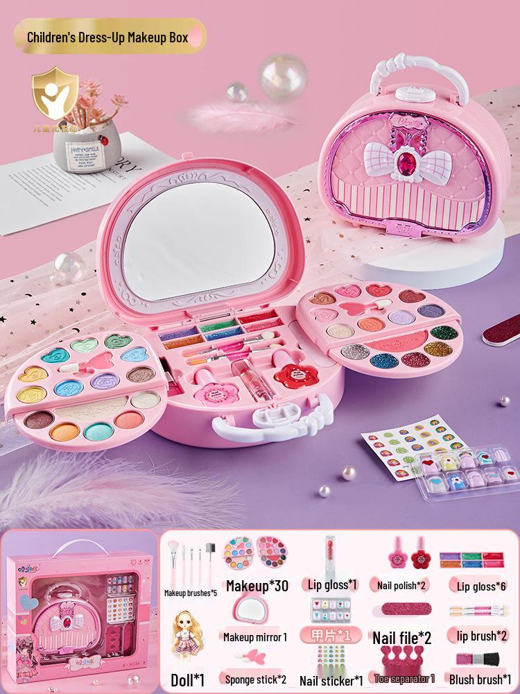 

Детский набор для макияжа с куклой: Коробка с косметикой принцессы с лаком для ногтей