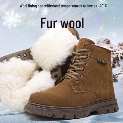 Herren Winter Woll Schneestiefel mit Fellfutter - Dick, Warm, Baumwollisoliert für Kälteschutz