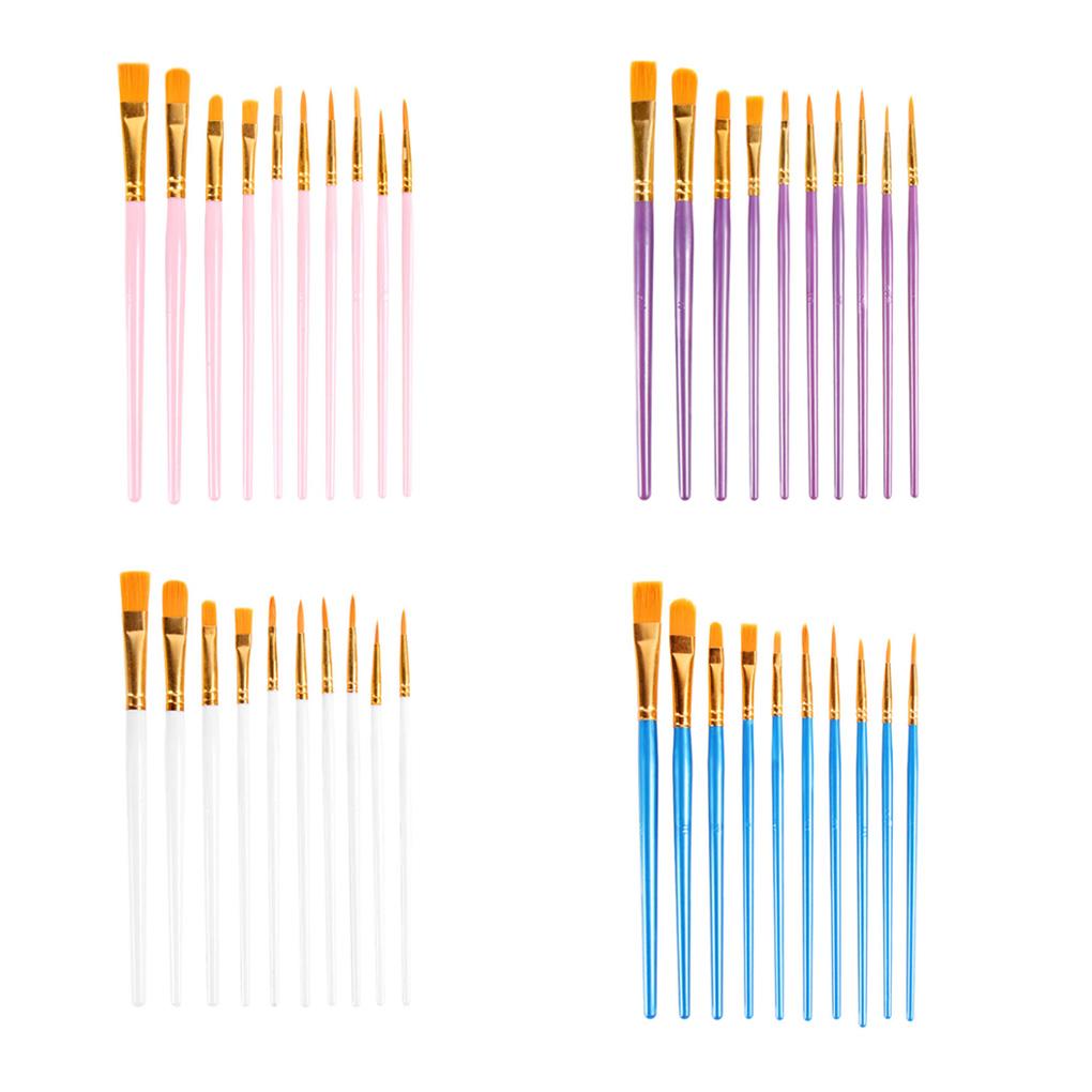 10 bucăți pensule cu mâner din lemn acuarelă acrilic copii pensule portabile accesorii pentru începători artiști