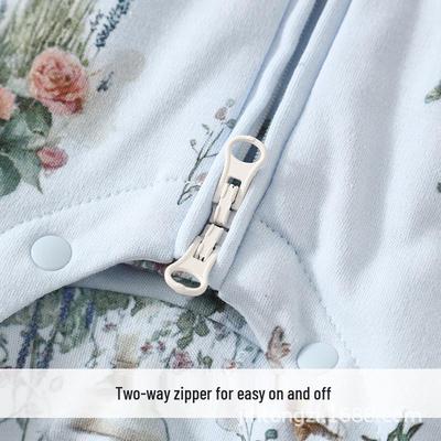 Four Seasons Cotton Baby Sleeping Bag with Zipper, Split-Leg Design, Anti-Kick Romper Quilt