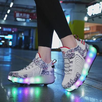 Pattini a rotelle luminosi a LED ricaricabili a doppia ruota per bambini - Scarpe da corsa ultraleggere