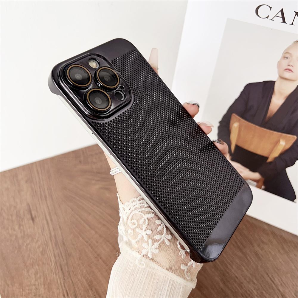 Luxury Frameless Plating Armor Cooling Case for iPhone 15 14 13 Pro Max Shockproof Camera Protection Slim Breathable Mesh Cover