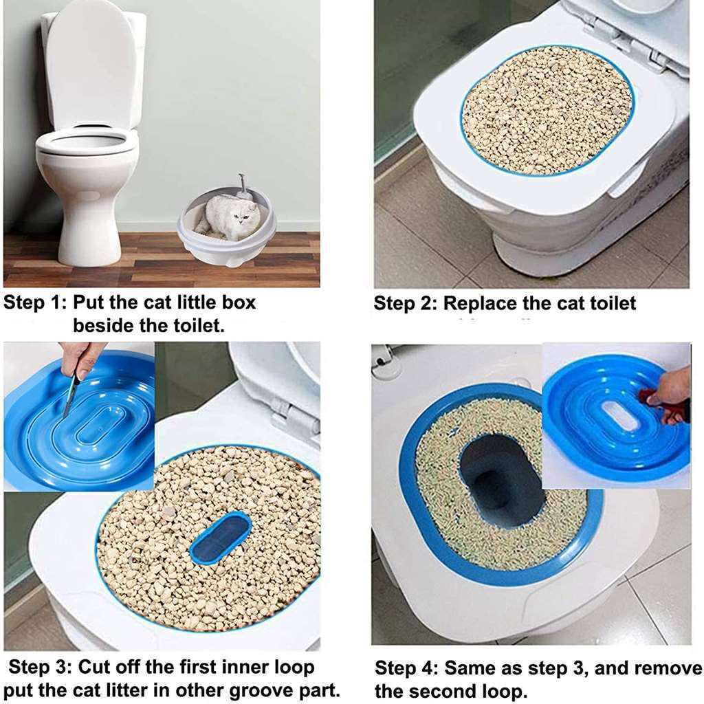 Upgraded Reusable Detachable Cat Toilet Training Litter Box System