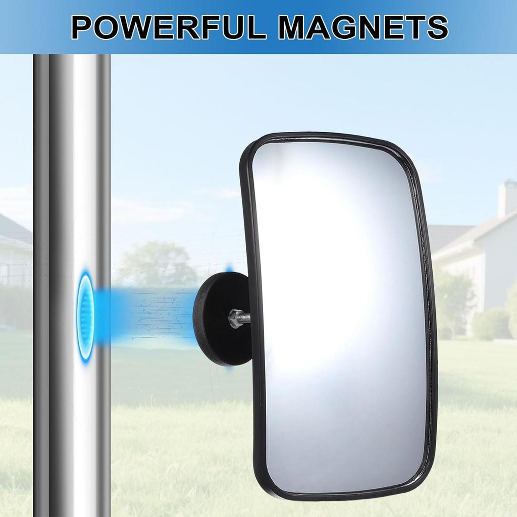 Magnetic Forklift Rearview Mirror 2 Pack, Forklift Universal Side Mirror, Suitable for Most Forklift Types, 360 Degrees Adjustable Wide Angle,