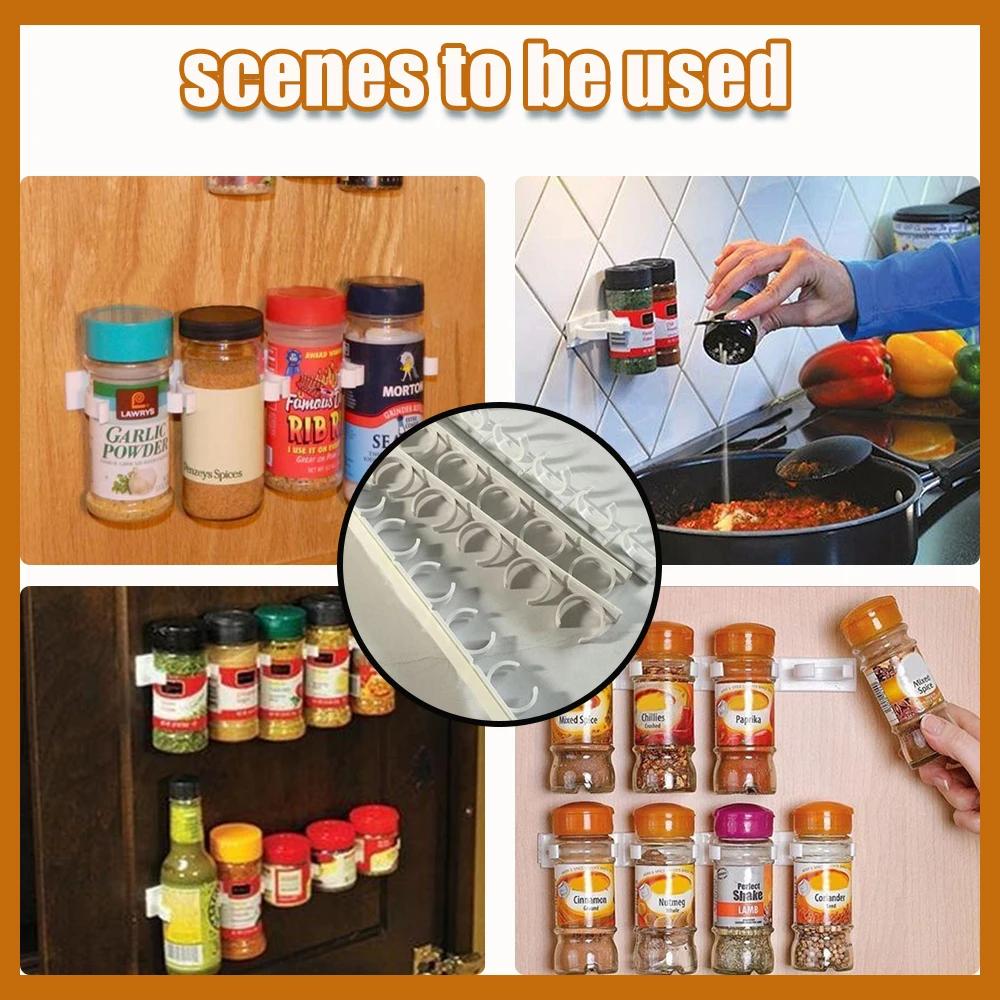 2/4pcs Kitchen Storage Rack Seasoning Jar Storage Rack Simple Bottle Clip Wall Mount Spice Bottle Stand 5 Hole Ingredient Holder