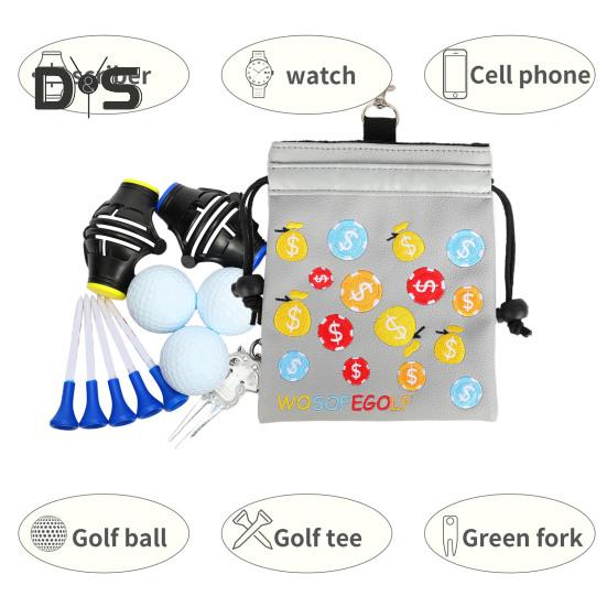Golftasche mit Kordelzug, Golf-Tee-Tasche, Aufbewahrungstasche für Golfbälle, grüne Gabel, tragbares Golfzubehör für Golfbegeisterte