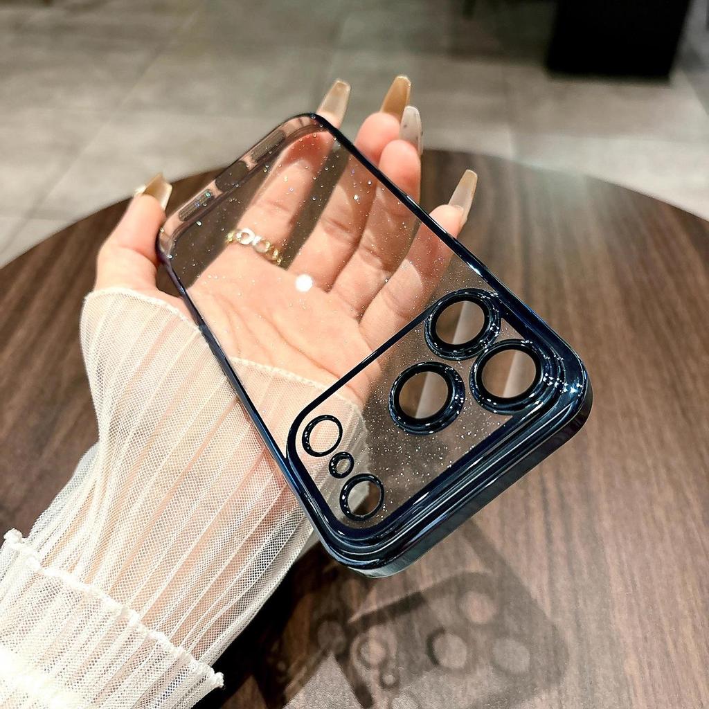 iPhone 17 Pro Max & 17 Air Glitter Case with Lens Film Protection - Sparkling Starry Sky Design