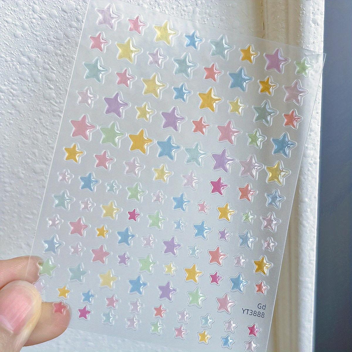 

3D наклейки для ногтей, Пятиконечная звезда Сердце Желейные цветные звезды, Сердца, Буквы, Наклейки для украшения ногтей Кошачья лапка