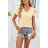 2026 Summer New Solid Color V-Neck Short Sleeve Loose Casual T-Shirt for Women