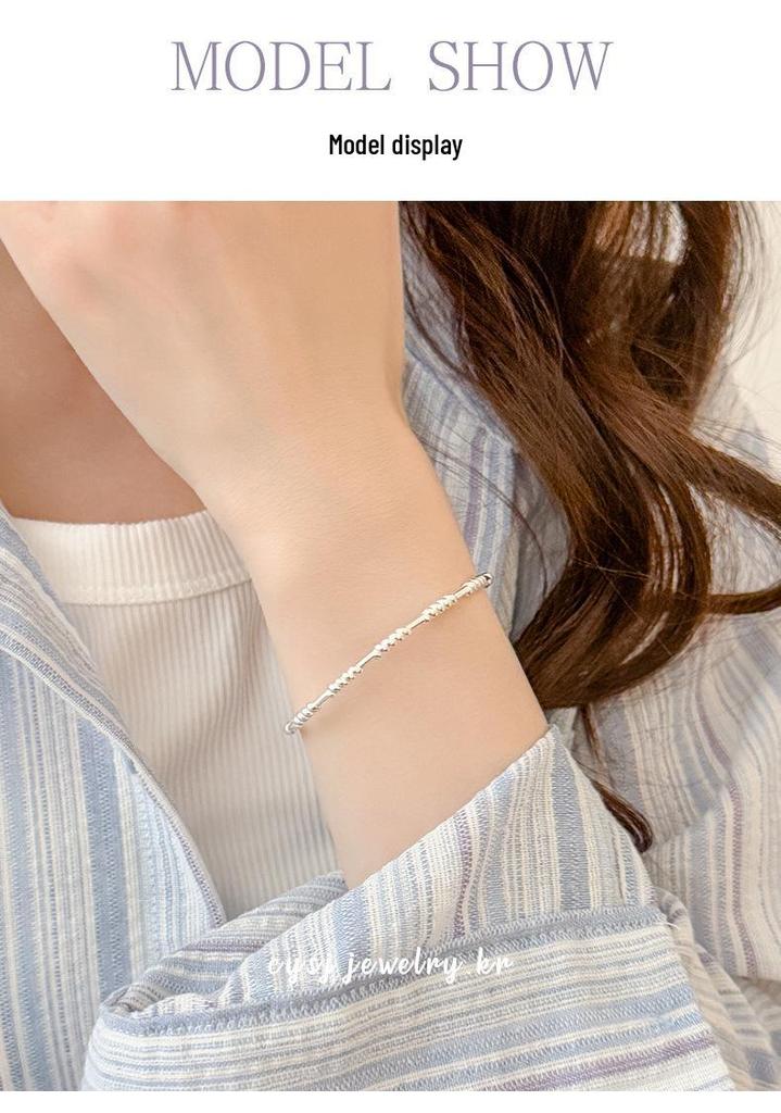 Cui Yan S925 Sterling Silver Korean Twist Bracelet for Women - Simple, Versatile, Open Cuff Design.