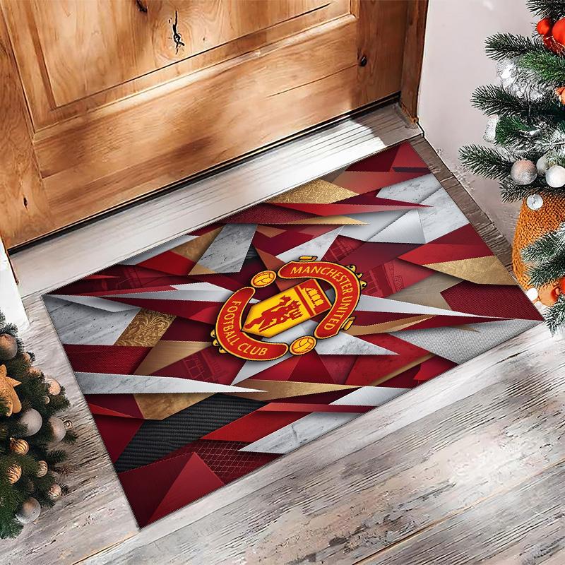 Tappeto in Flanella Stampato Manchester United Antiscivolo Morbido Poliestere Tappeto per Pavimento Tappetino Decorativo per Interni per Camera da Letto Soggiorno Divano