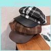 Retro Grid Wool Blended Cap Women Sunshade Cozy Wear Girl Travel Hat Supplies