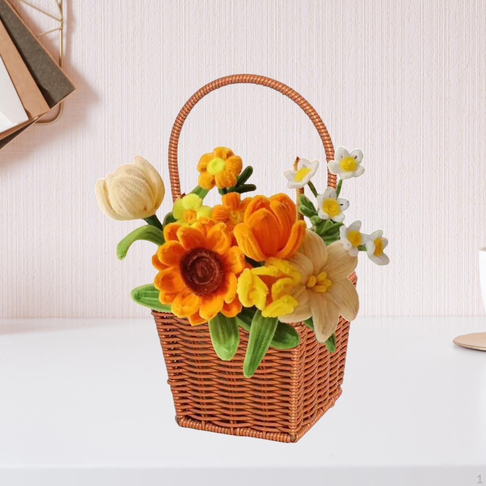 

Цветочная корзина, ящик, декор, фотореквизит, всякая всячина, плетеный вручную контейнер для пикника, для праздничной жизни Square 13x13x29cm