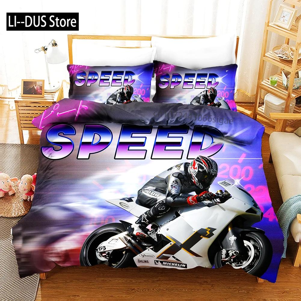 Sexy Girl Motocross Duvet Cover Extreme Sports Theme Bedding Set for Boys Teens Man Microfiber 3D Beauty Queen King Quilt Cover