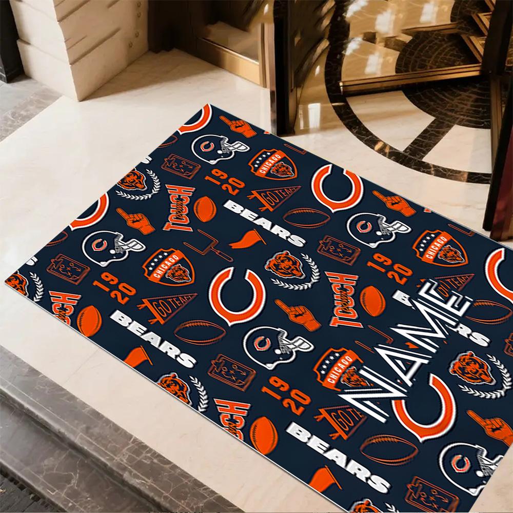 Chicago Bears Touchdown Celebration Personalized Name Area Rug Perfect for Dormitory Hallway Foyer Study Room Antislip Carpet Anime Office Decor