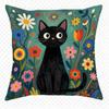 1/4Pcs Black Cat Floral Pillowcases For Cozy Decor Sofa Cushion Cover Home Bedroom Room Decoration